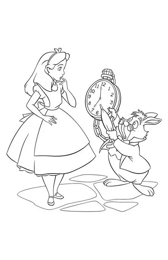 Desenho Clássico: Alice Encontra o Coelho Branco Atrasado