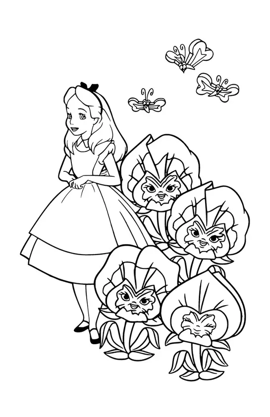 Desenho Mágico: Alice e as Flores com Caras Humanas
