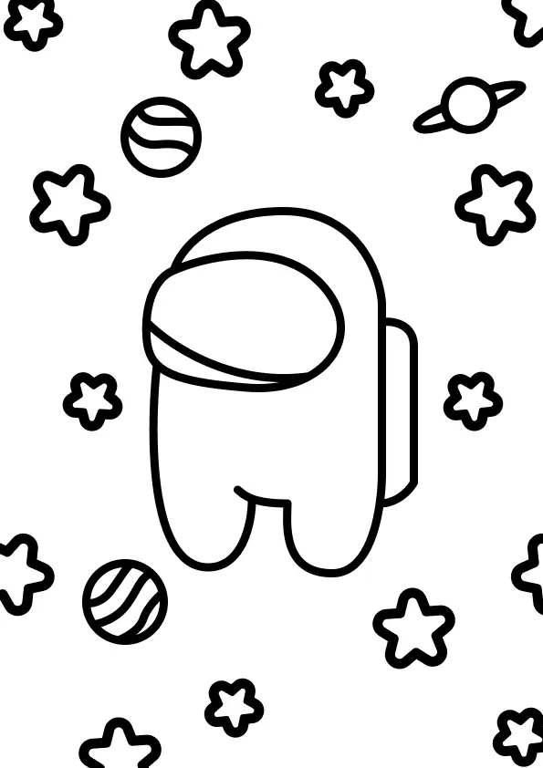 Desenho do Personagem Crewmate Among Us no Espaço Sideral