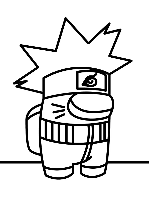 Desenho do Personagem Among Us Usando Fantasia do Ninja Naruto Uzumaki