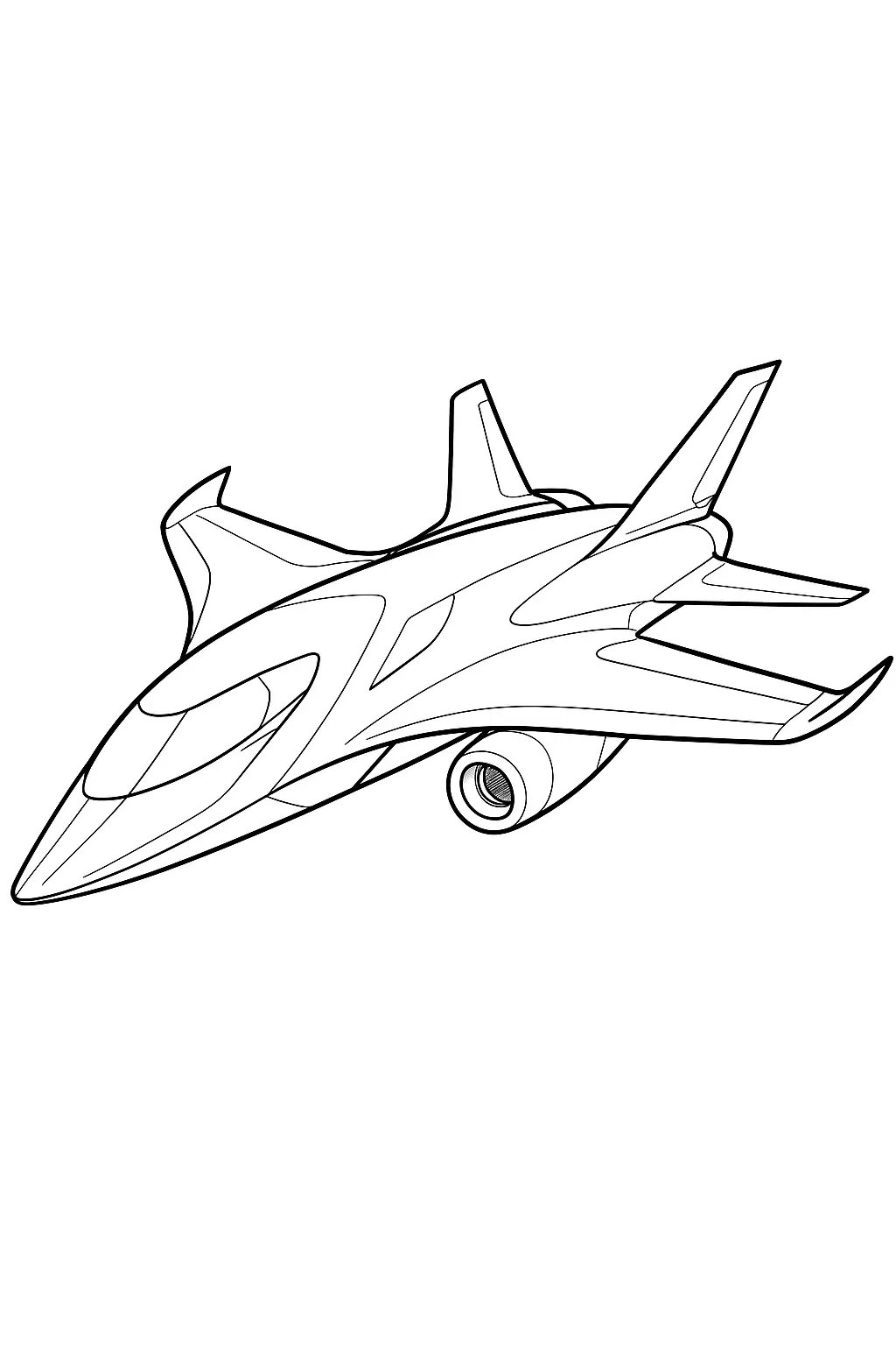 Desenho de Avião Jato de Combate Futurístico com Múltiplos Sistemas de Propulsão