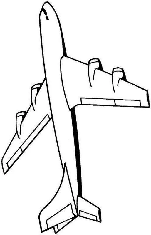 Desenho de Avião a Jato Comercial com 4 Turbinas e Flaps nas Asas