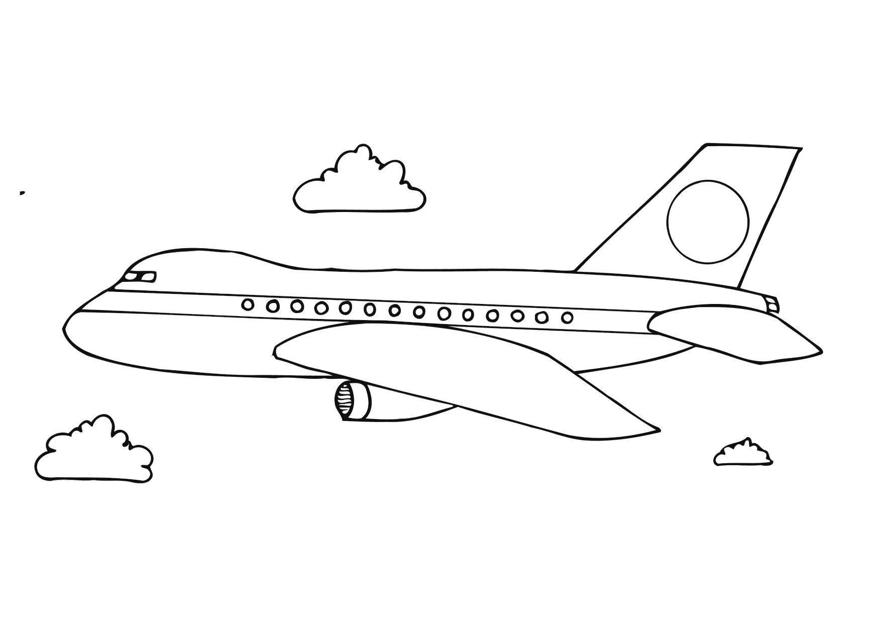 Desenho de Avião a Jato em Voo Vertical, Longo com Janelas Redondas