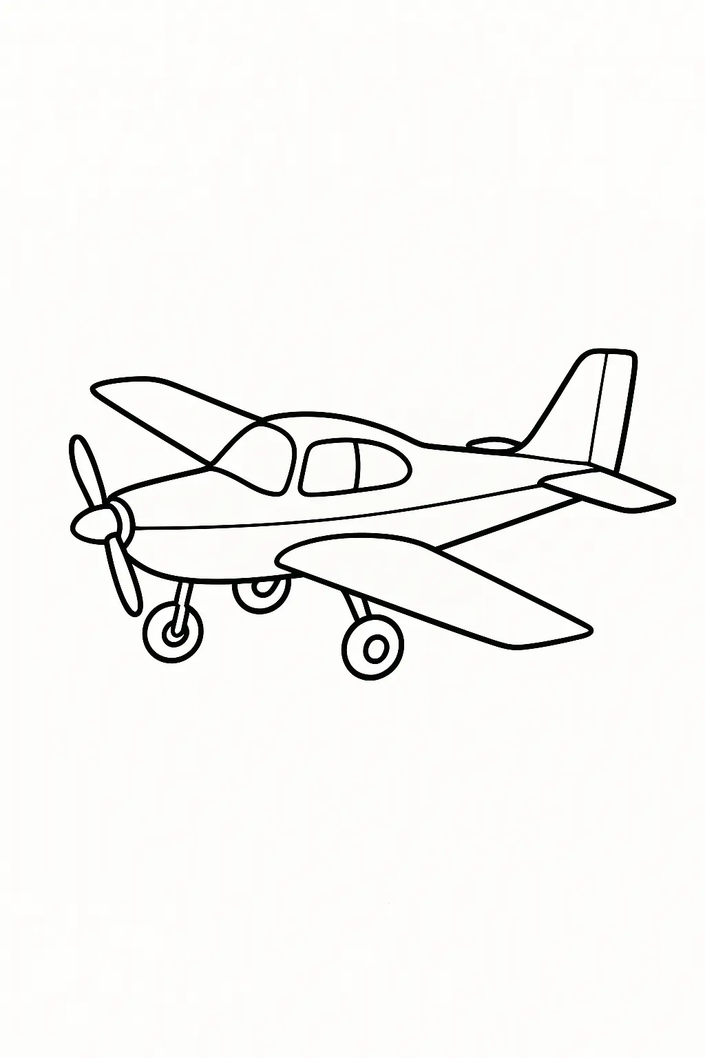 Desenho de Avião Monomotor a Hélice com Asa Baixa e Traços Simples