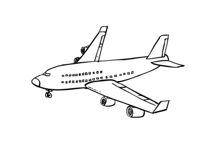 Desenho de Avião Comercial de Grande Porte com Duplo Andar de Janelas e Trem de Pouso