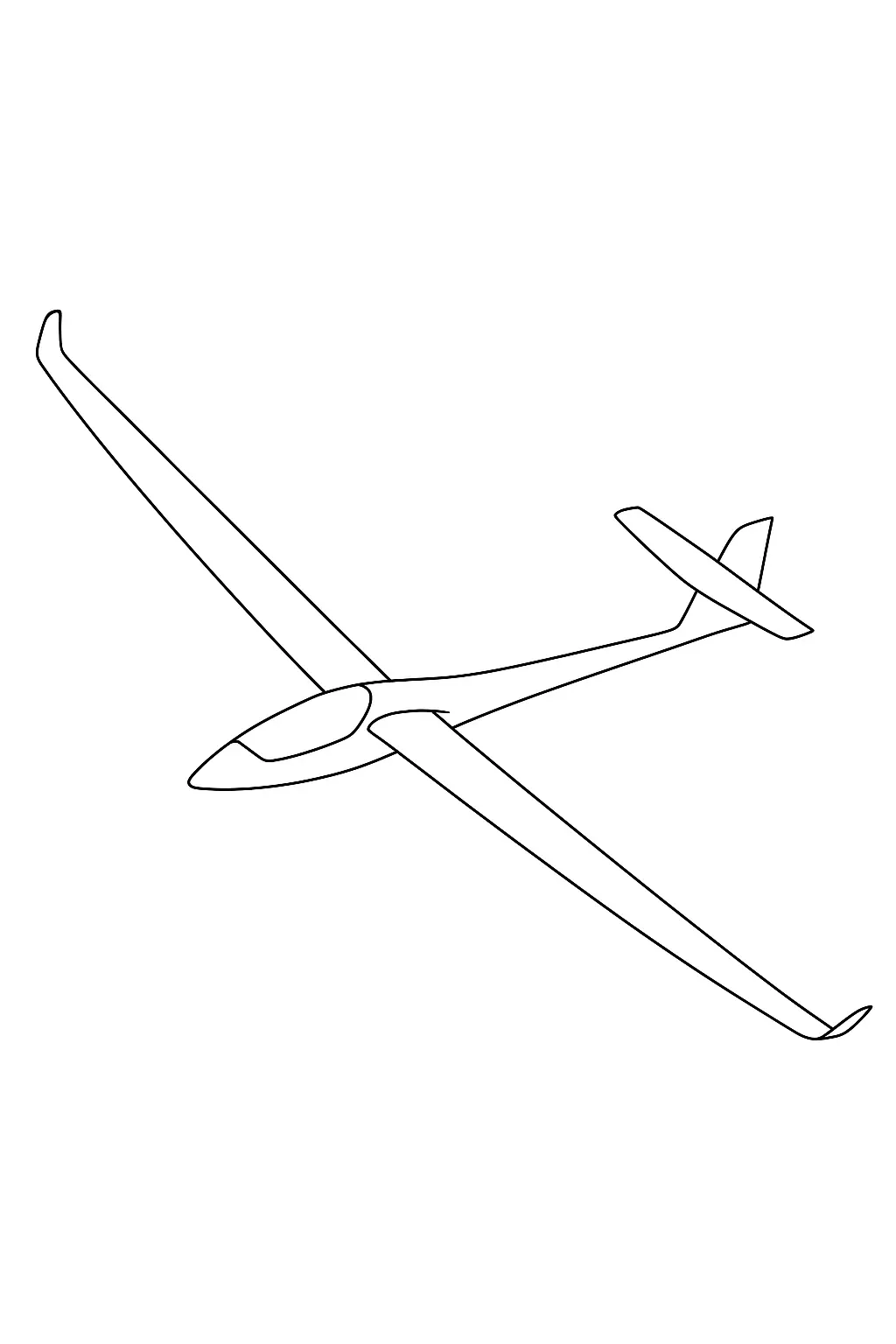 Desenho de Avião Planador (Glider) com Longa Envergadura de Asas