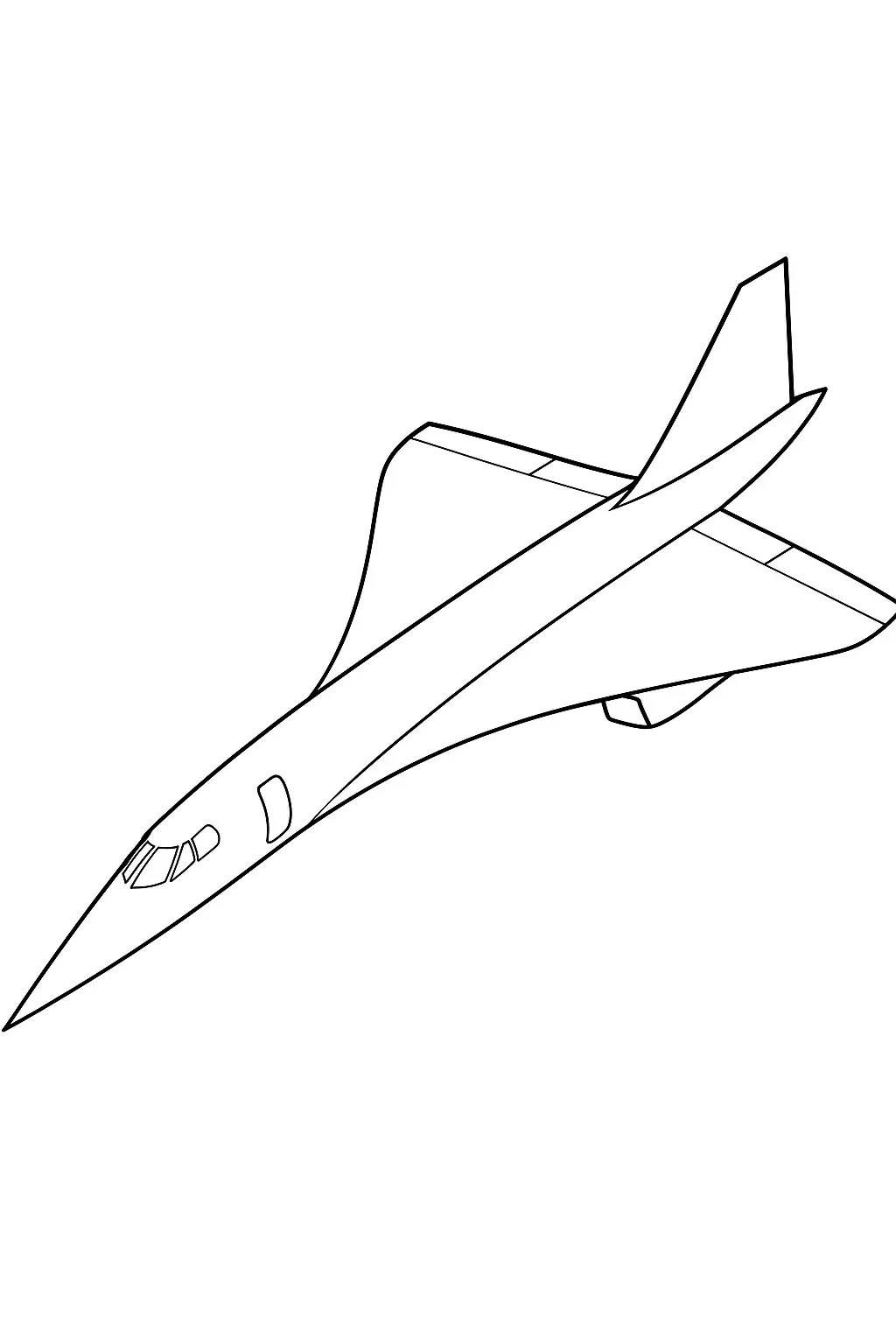 Desenho de Avião Supersônico de Alto Desempenho com Bico Fino e Design Aerodinâmico