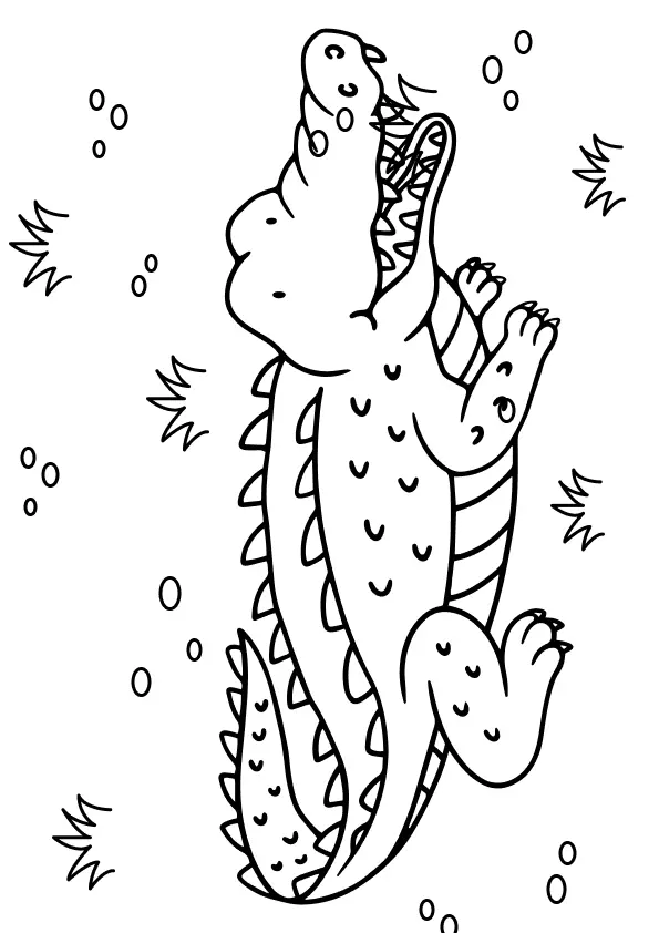 Desenho de Crocodilo/Jacaré Rugindo no Mato