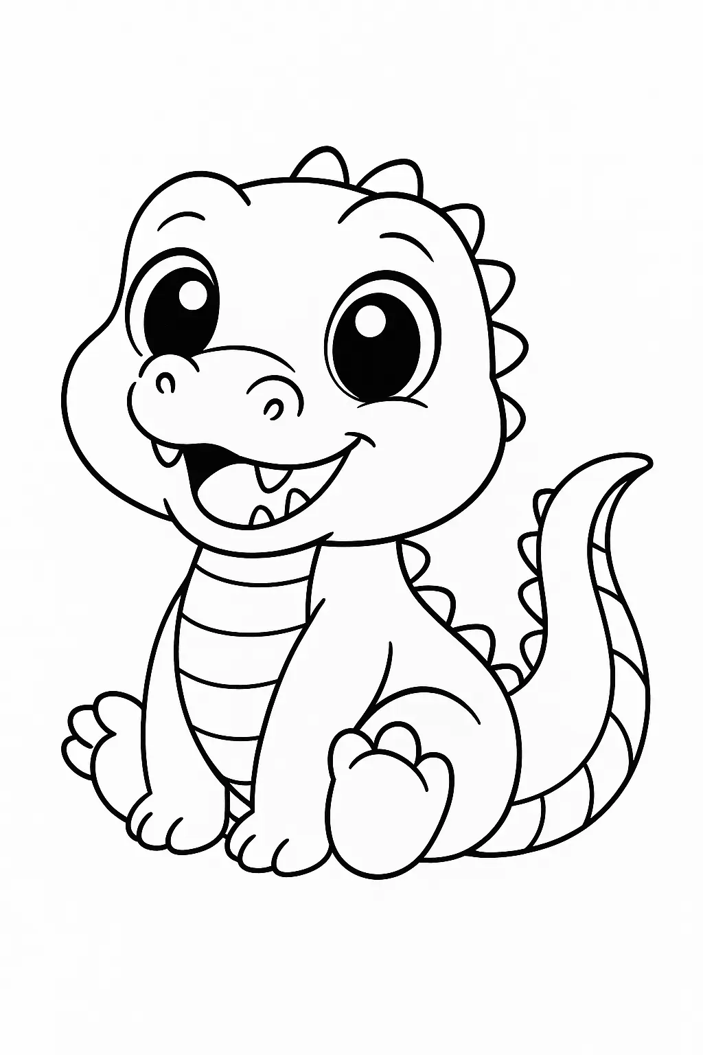Desenho de Filhote Baby de Jacaré ou Crocodilo Sentado
