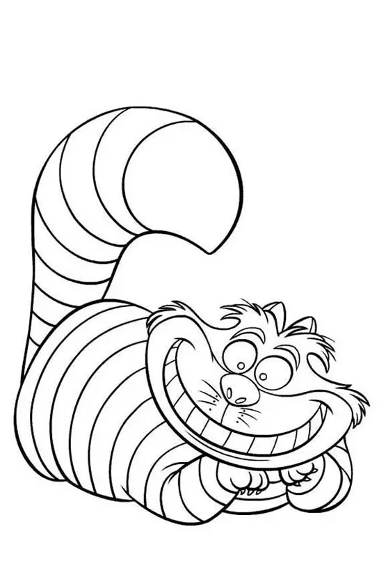 Desenho Detalhado: O Gato de Cheshire e Seu Sorriso Malicioso