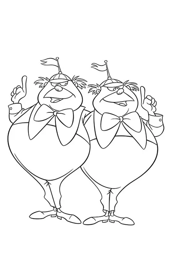 Desenho dos Gêmeos Tweedledee e Tweedledum (Jaguadarte e Jatalarte)