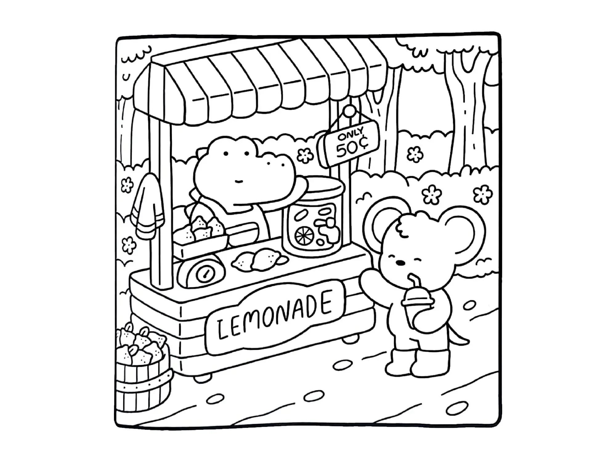 Desenho Fofo de Jacaré Vendedor de Limonada