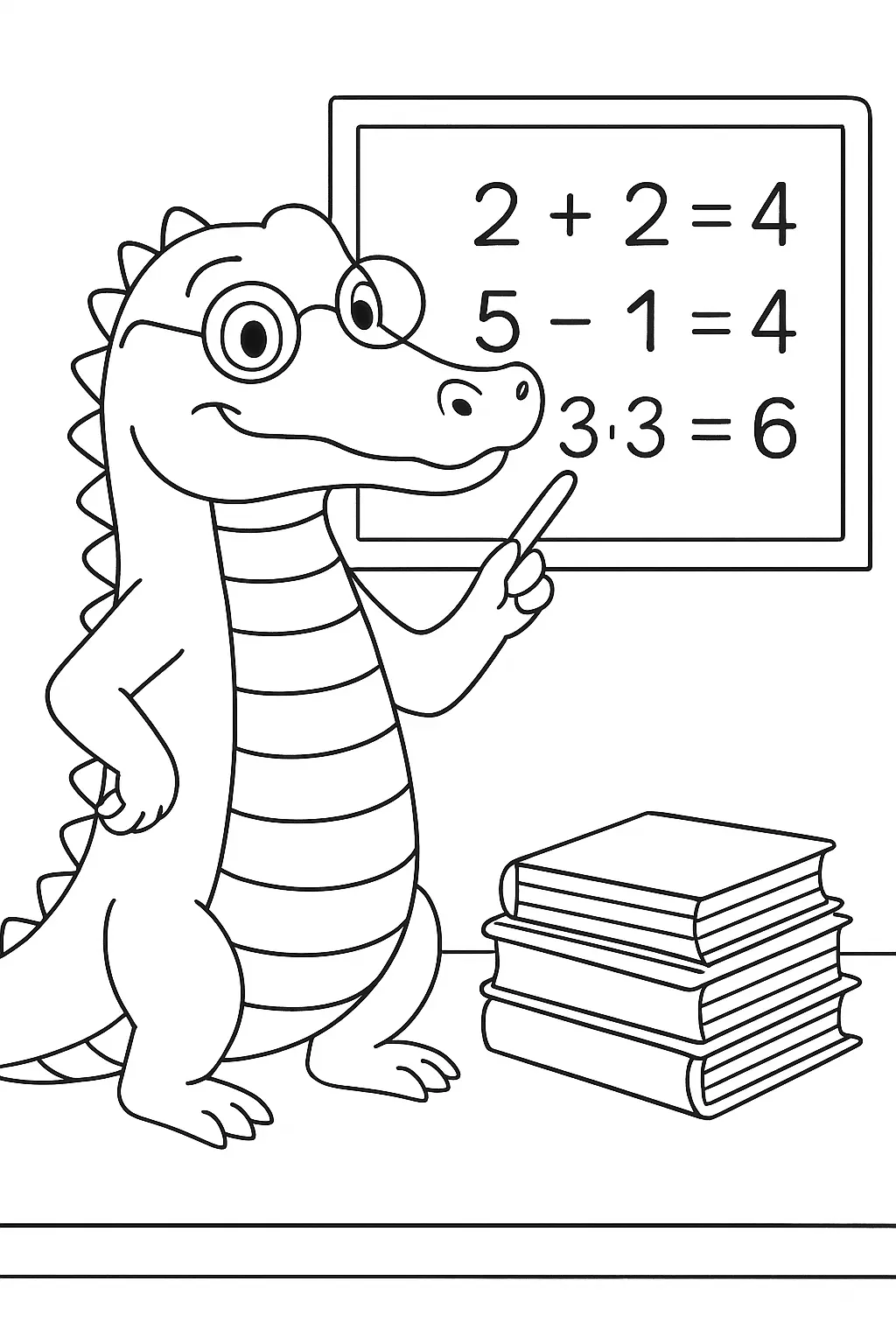 Desenho de Jacaré (Crocodilo) Professor Ensinando Matemática na Lousa